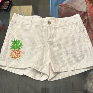 Lilly Pulitzer Callahan Shorts Resort White Solid Pineapple Patch Size 8